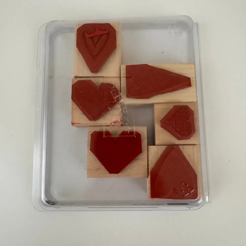 Lot Of Rubber Wooden Stamp Stampin Up Clean Hearts Stars Birthday Lots of Pics